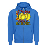 True Royal i tackled 100days of school softball Zipper Hoodie - texasbilliewilder