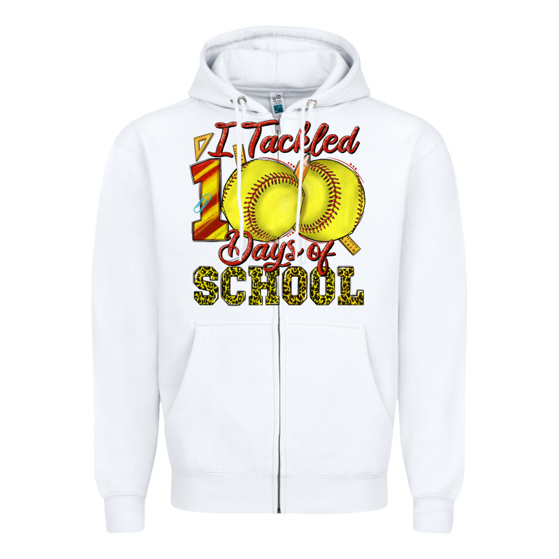 I Tackled 100days Of School Softball Zipper Hoodie by texasbilliewilder | Teevron