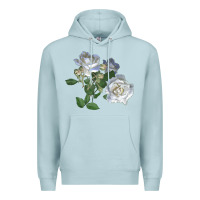 Blue Mist white dawn rose Premium Hoodie - LillyAllenDesigns