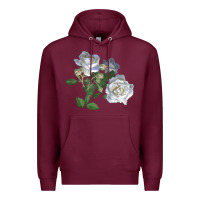 Burgundy white dawn rose Premium Hoodie - LillyAllenDesigns