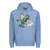 Colony Blue white dawn rose Premium Hoodie - LillyAllenDesigns