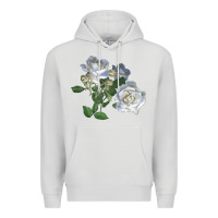 Dove Grey white dawn rose Premium Hoodie - LillyAllenDesigns