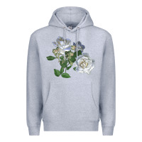 Heather Grey white dawn rose Premium Hoodie - LillyAllenDesigns