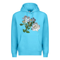Ocean Blue white dawn rose Premium Hoodie - LillyAllenDesigns