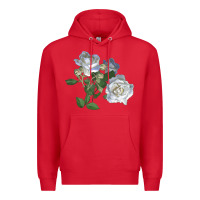 Red white dawn rose Premium Hoodie - LillyAllenDesigns
