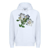 White white dawn rose Premium Hoodie - LillyAllenDesigns