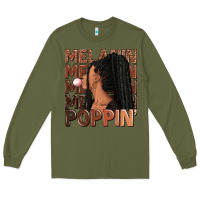Army Green Melanin poppin' afro woman Long Sleeve Tee - RanaPortraitStore