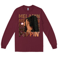 Burgundy Melanin poppin' afro woman Long Sleeve Tee - RanaPortraitStore
