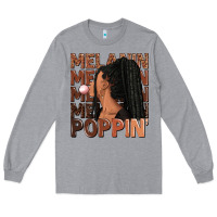 Heather Grey Melanin poppin' afro woman Long Sleeve Tee - RanaPortraitStore