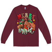 Burgundy Merry and bright black girl sneakers Long Sleeve Tee - RanaPortraitStore