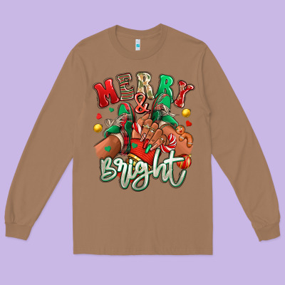 Long Sleeve Tee Merry and bright black girl sneakers