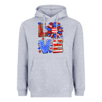 Heather Grey love america sunflower Heavyweight Hoodie - HRA Design Shop