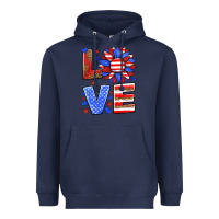 Navy love america sunflower Heavyweight Hoodie - HRA Design Shop