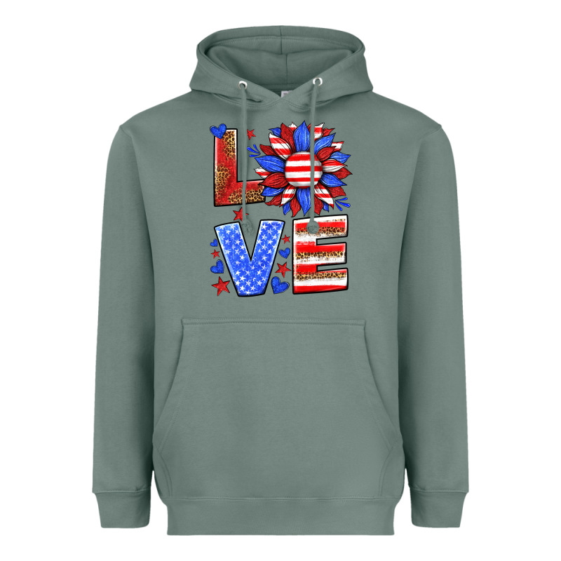 Love America Sunflower Heavyweight Hoodie by HRA Design Shop | Teevron