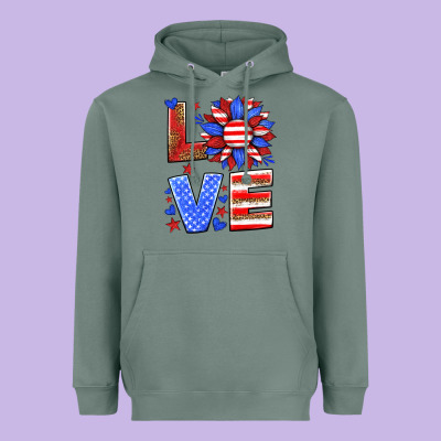Love America Sunflower Heavyweight Hoodie Designed By Hra Design Shop