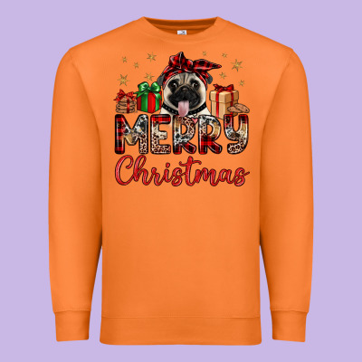 Merry Christmas Pug Premium Sweatshirt Designed By Jahusdesignshop