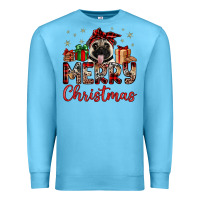 Ocean Blue merry christmas pug Premium Sweatshirt - JahusDesignShop