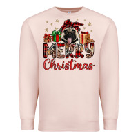 Pale Pink merry christmas pug Premium Sweatshirt - JahusDesignShop