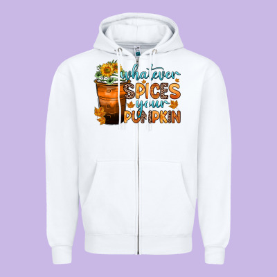 Whatever Spices Your Pumpkin Zipper Hoodie Designed By Zillion Design Studio