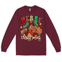 Burgundy Merry Christmas black girl sneakers Long Sleeve Tee - RanaPortraitStore