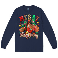 Navy Merry Christmas black girl sneakers Long Sleeve Tee - RanaPortraitStore