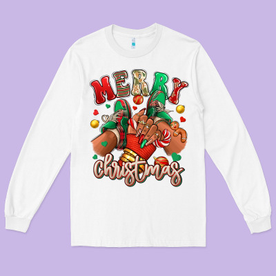 Long Sleeve Tee Merry Christmas black girl sneakers