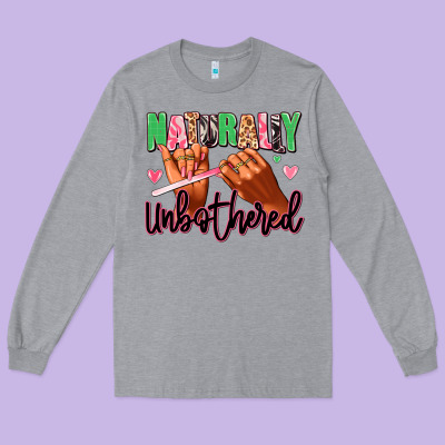 Long Sleeve Tee Naturally unbothered afro nails