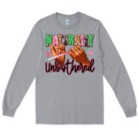 Heather Grey Naturally unbothered afro nails Long Sleeve Tee - RanaPortraitStore