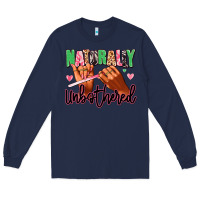 Navy Naturally unbothered afro nails Long Sleeve Tee - RanaPortraitStore