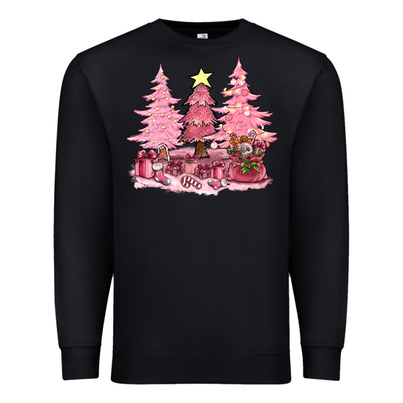 Pink Christmas Trees With Gift Box Bbs Premium Sweatshirt by BundleAndBundleShop | Teevron