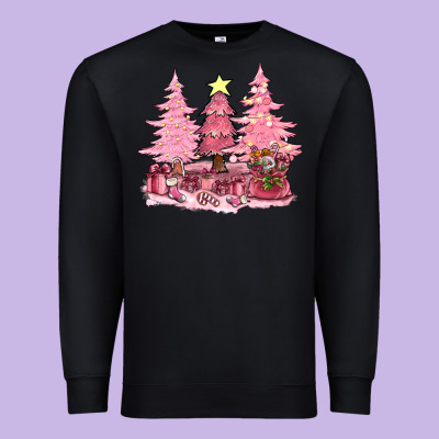 Pink Christmas Trees With Gift Box Bbs Premium Sweatshirt Designed By Bundleandbundleshop