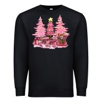 Black pink christmas trees with gift box bbs Premium Sweatshirt - BundleAndBundleShop