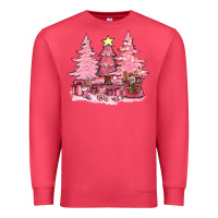 Cardinal pink christmas trees with gift box bbs Premium Sweatshirt - BundleAndBundleShop