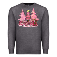 Charcoal Heather pink christmas trees with gift box bbs Premium Sweatshirt - BundleAndBundleShop