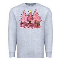 Heather Grey pink christmas trees with gift box bbs Premium Sweatshirt - BundleAndBundleShop
