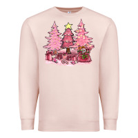Pale Pink pink christmas trees with gift box bbs Premium Sweatshirt - BundleAndBundleShop