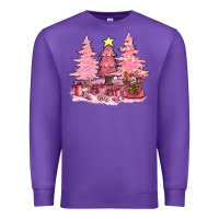 Purple pink christmas trees with gift box bbs Premium Sweatshirt - BundleAndBundleShop
