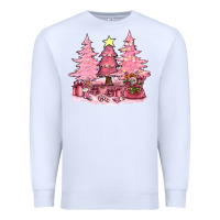 White pink christmas trees with gift box bbs Premium Sweatshirt - BundleAndBundleShop