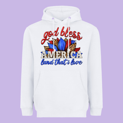 God Bless America Land That I Love Heavyweight Hoodie Designed By Hra Design Shop