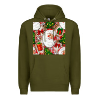 Army Green Christmas Santa Claus and gift box Premium Hoodie - NancyCooperArtShop