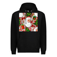 Black Christmas Santa Claus and gift box Premium Hoodie - NancyCooperArtShop