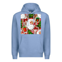 Colony Blue Christmas Santa Claus and gift box Premium Hoodie - NancyCooperArtShop