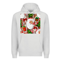 Dove Grey Christmas Santa Claus and gift box Premium Hoodie - NancyCooperArtShop