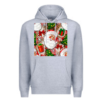 Heather Grey Christmas Santa Claus and gift box Premium Hoodie - NancyCooperArtShop
