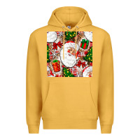 Mustard Christmas Santa Claus and gift box Premium Hoodie - NancyCooperArtShop
