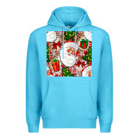 Ocean Blue Christmas Santa Claus and gift box Premium Hoodie - NancyCooperArtShop