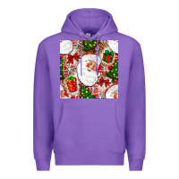 Purple Christmas Santa Claus and gift box Premium Hoodie - NancyCooperArtShop