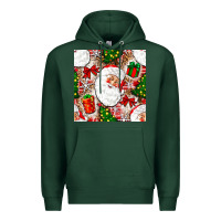 Sports Green Christmas Santa Claus and gift box Premium Hoodie - NancyCooperArtShop