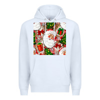 White Christmas Santa Claus and gift box Premium Hoodie - NancyCooperArtShop