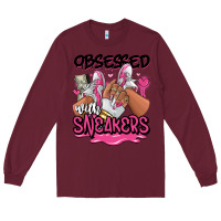 Burgundy Obsessed with sneakers pink afro woman Long Sleeve Tee - RanaPortraitStore